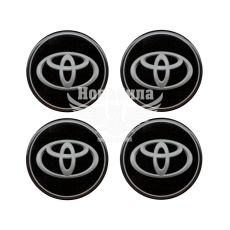 Наклейка Toyota на колпаки (силикон) черная диам. 5х5
