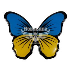 Наклейка Метелик силікон (синьо-жовта) 8,5х6,5см.