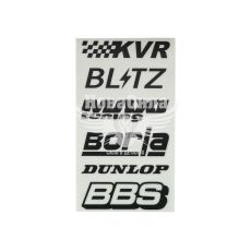 Наклейка з написом в ряд (KVR, BL-TZ, MAXI, BORLA, DUNLOP, BBS) (чорн.) 28х14