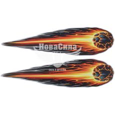 Наклейка Пламя желто-черная 39х10