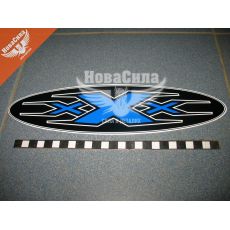 Наклейка з написом XXX (овал синій) 29х7,5