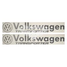 Наклейка на бік авто з написом Volkswagen Transporter (срібна) 95х15