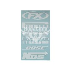 Наклейка з написом в ряд (FX, Firelli, GoPro, Bose) (біла) 28х14