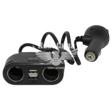 Разветвитель прикуривателя 2в1+2USB+удлинитель (Olesson) (13.6V, 1A)