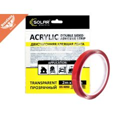Скотч двохстор. 9мм. 2м. (Solar) Acrylic (прозорий підс.)