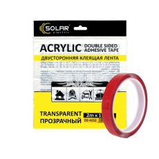 Скотч двохстор. 15мм. 2м. (Solar) Acrylic (прозорий підс.)