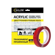 Скотч двохстор. 15мм. 5м. (Solar) Acrylic (прозрачный усил.)