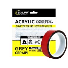 Скотч двохстор. 30мм. 2м. (Solar) Acrylic (серый усил.)