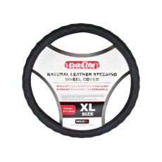Чохол руля XL шкіра чорний 41-43см. (CarLife)