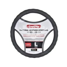 Чохол руля L шкіра чорний 39-41см. (CarLife)