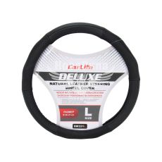 Чохол руля L шкіра чорний 39-41см. (CarLife)