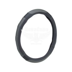 Чохол руля L чорний з сірими вставками 39-41см. (CarLife) (перфорований)