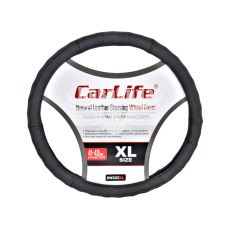 Чохол руля XL шкіра чорний 41-43см. (CarLife)