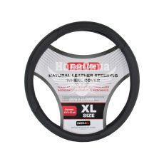 Чохол руля XL шкіра чорний 41-43см. (CarLife)