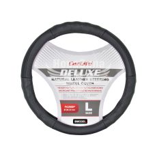 Чехол руля L кожа черный 39-41см. (CarLife)