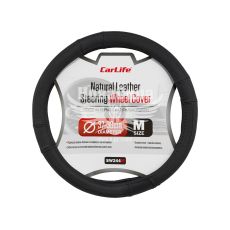 Чохол руля M шкіра чорний 37-39см. (CarLife) SW244M