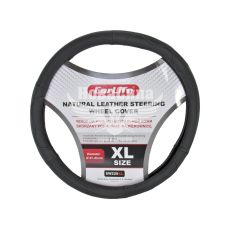 Чохол руля XL шкіра чорний 41-43см. (CarLife)