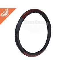 Чохол руля XL чорний з коричневими вставками 41-43см. (CarLife)