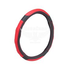 Чохол руля L чорний з червоними вставками 39-41см. (CarLife) (перфорований)