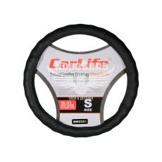 Чохол руля S шкіра чорний 35-37см. (CarLife) SW233S