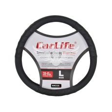Чохол руля L шкіра чорний 39-41см. (CarLife)