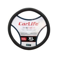 Чохол руля XL чорний з червоною ниткою 41-43см. (CarLife)