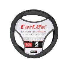 Чехол руля S кожа черный 35-37см. (CarLife)
