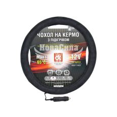 Чохол руля M чорний 37-39см. з підігрівом (ДК)