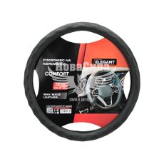 Чохол руля XXL ECO шкіра чорний 44-46см. (Elegant) (ромб)