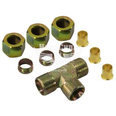 Соединитель аварийный трубки ПВХ тройник металл 16х16х16мм. (Skadi) разборной PVC