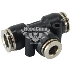 Соединитель аварийный трубки ПВХ тройник пластик+метал 8х6х8мм. (Skadi)