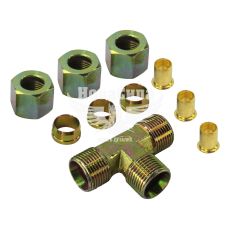 Соединитель аварийный трубки ПВХ тройник металл 14х14х14мм. (Skadi) разборной PVC