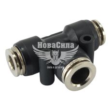 Соединитель аварийный трубки ПВХ тройник пластик+метал 6х8х6мм. (Skadi)