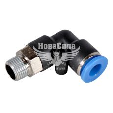 З'єднувач трубки ПВХ з зовн. різьбою Г-подібний пластик 1/8х6мм. (Airkraft)