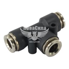 З'єднувач аварійний трубки ПВХ трійник пластик+метал 9х9х9мм. (Skadi)