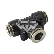 Соединитель аварийный трубки ПВХ тройник пластик+метал 8х10х8мм. (Skadi)