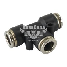 Соединитель аварийный трубки ПВХ тройник пластик+метал 10х10х10мм. (Skadi)