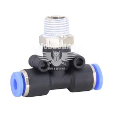 З'єднувач трубки ПВХ з зовн. різьбою Т-подібний пластик 1/8х4х4мм. (Airkraft)