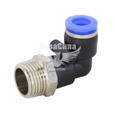 Соединитель трубки ПВХ с наружной резьбой Г-образний пластик 3/8х8мм. (Airkraft)