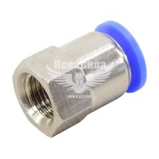 Соединитель трубки ПВХ с внутренней резьбой прямой пластик 1/4х12мм. (Airkraft)