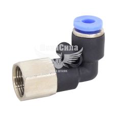 Соединитель трубки ПВХ с внутренней резьбой Г-образний пластик 1/8х4мм. (Airkraft)