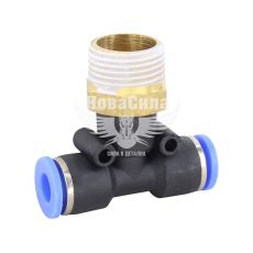 З'єднувач трубки ПВХ з зовн. різьбою Т-подібний пластик 3/8х6х6мм. (Airkraft)