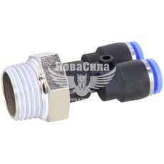 Соединитель трубки ПВХ с наружной резьбой Y-образный пластик 1/2х8х8мм. (Airkraft)