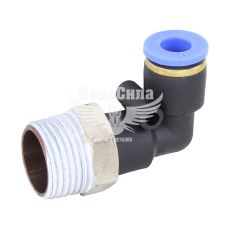 Соединитель трубки ПВХ с наружной резьбой Г-образний пластик 3/8х6мм. (Airkraft)