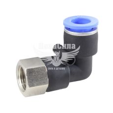 З'єднувач трубки ПВХ з внутр. різьбою Г-подібний пластик 1/4х10мм. (Airkraft)