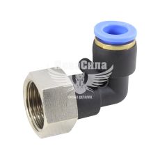 Соединитель трубки ПВХ с внутренней резьбой Г-образний пластик 1/2х10мм. (Airkraft)