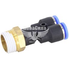 З'єднувач трубки ПВХ з зовн. різьбою Y-подібний пластик 3/8х6х6мм. (Airkraft)