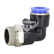 Соединитель трубки ПВХ с наружной резьбой Г-образний пластик 1/2х12мм. (Airkraft)