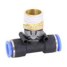 З'єднувач трубки ПВХ з зовн. різьбою Т-подібний пластик 1/2х12х12мм. (Airkraft)