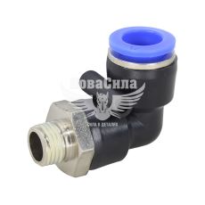 Соединитель трубки ПВХ с наружной резьбой Г-образний пластик 1/4х12мм. (Airkraft)